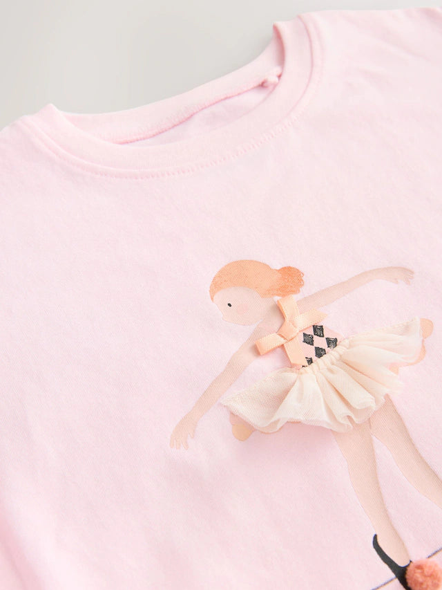 |Girl| Camisetas 100% Algodão Rosa Manga Curta Pacote Com 3 (3 meses a 7 anos)