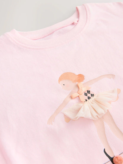 |Girl| Camisetas 100% Algodão Rosa Manga Curta Pacote Com 3 (3 meses a 7 anos)