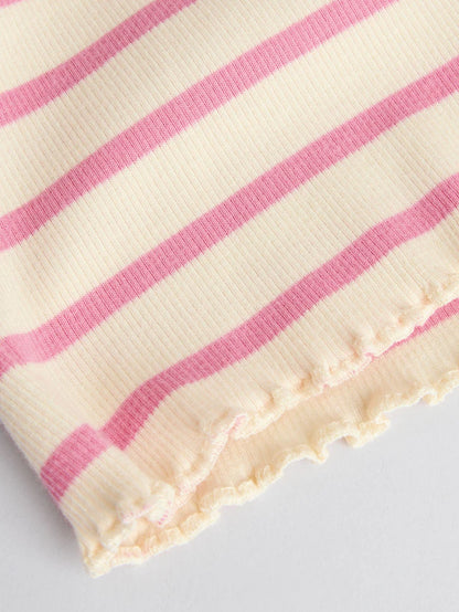 |BabyGirl| Conjunto de 6 blusas e leggings de manga comprida rosa/branca para bebê