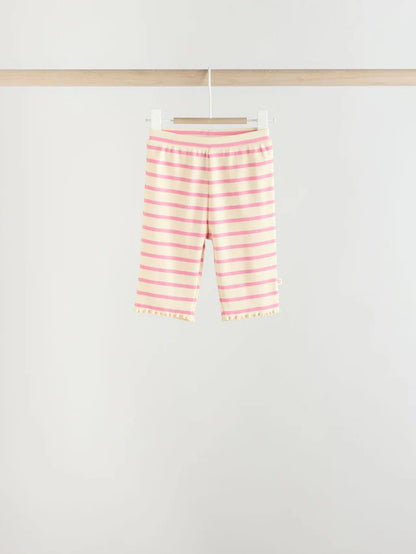 |BabyGirl| Conjunto de 6 blusas e leggings de manga comprida rosa/branca para bebê