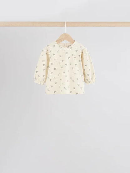 |BabyGirl| Tops Estampados De Coração Rosa/Cinza Para Bebês, Pacote Com 4 Unidades