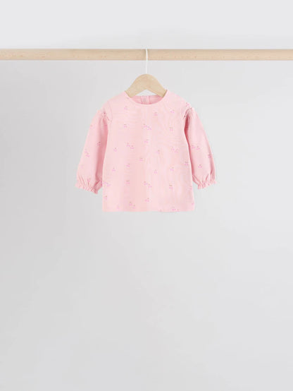 |BabyGirl| Tops Estampados De Coração Rosa/Cinza Para Bebês, Pacote Com 4 Unidades