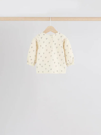 |BabyGirl| Tops Estampados De Coração Rosa/Cinza Para Bebês, Pacote Com 4 Unidades