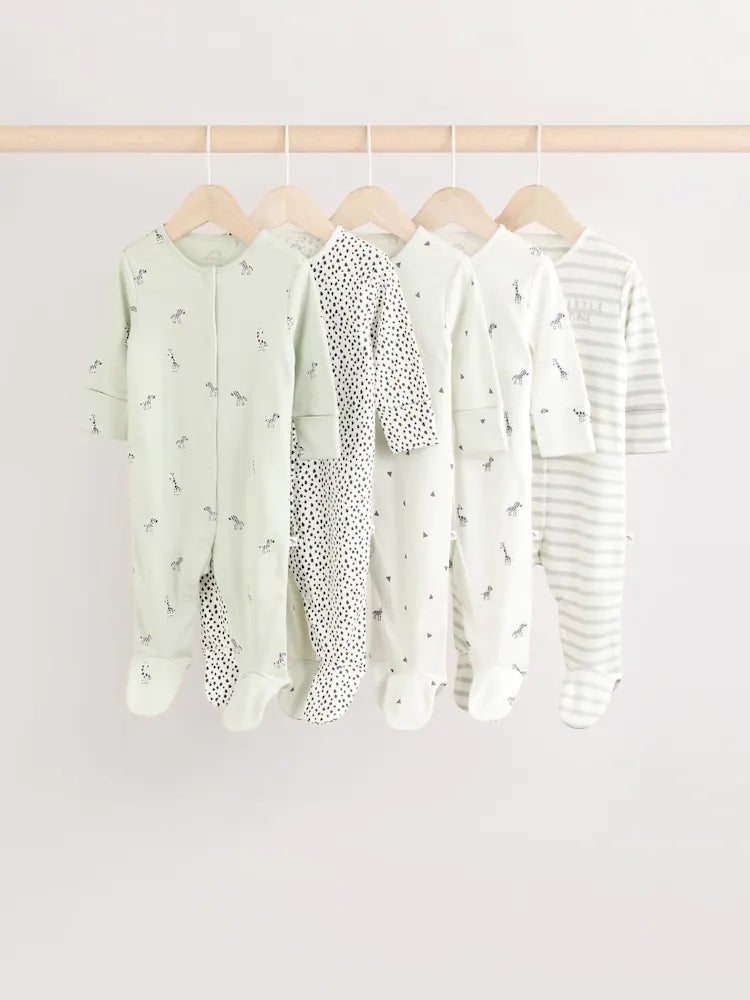 |BabyBoy| Macacão De Dormir 100% Algodão Verde Para Bebês, Pacote Com 5 Unidades (0 meses a 2 anos)