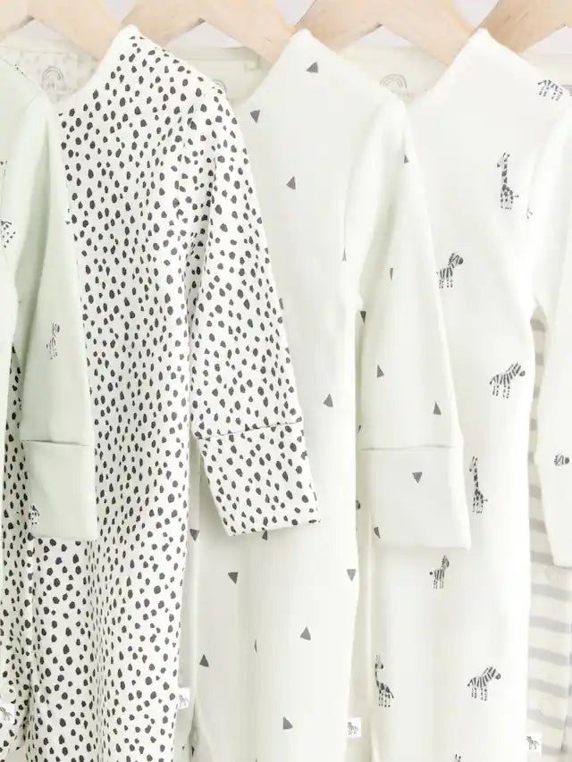 |BabyBoy| Macacão De Dormir 100% Algodão Verde Para Bebês, Pacote Com 5 Unidades (0 meses a 2 anos)