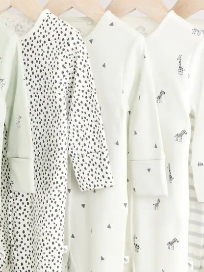 |BabyBoy| Macacão De Dormir 100% Algodão Verde Para Bebês, Pacote Com 5 Unidades (0 meses a 2 anos)