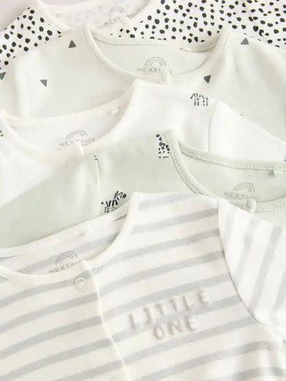 |BabyBoy| Macacão De Dormir 100% Algodão Verde Para Bebês, Pacote Com 5 Unidades (0 meses a 2 anos)