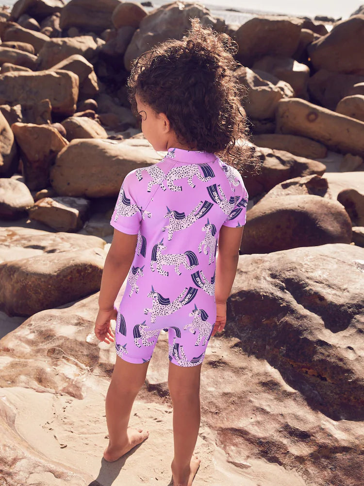 |Girl| Maiô Sunsafe Unicórnio Roxo (3 meses a 10 anos)
