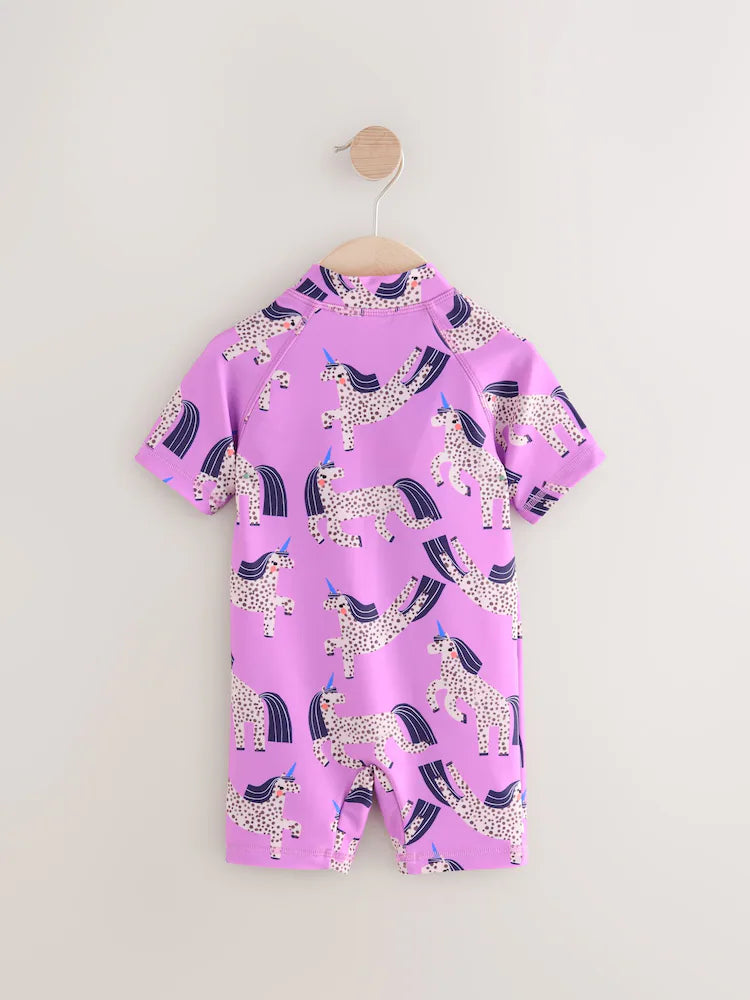 |Girl| Maiô Sunsafe Unicórnio Roxo (3 meses a 10 anos)