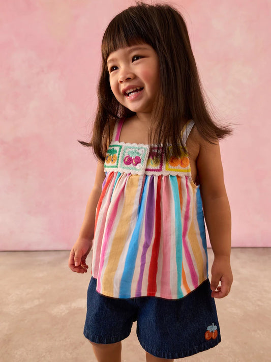 |Girl| Conjunto De Top e Shorts Rainbow 100% Algodão (3 meses a 7 anos)