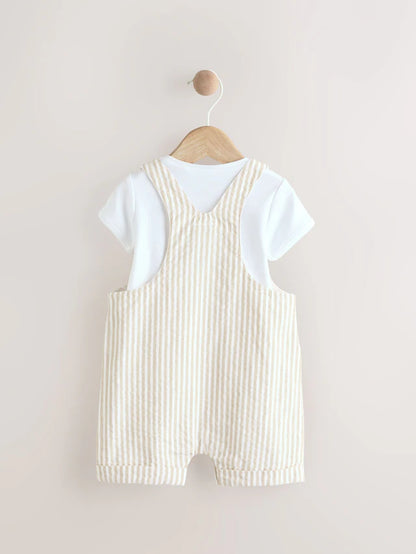 |BabyBoy| Conjunto De Macacão e Macacão Infantil Listrado Neutro (0 meses a 2 anos)