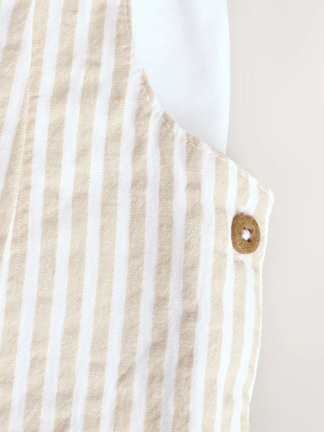 |BabyBoy| Conjunto De Macacão e Macacão Infantil Listrado Neutro (0 meses a 2 anos)