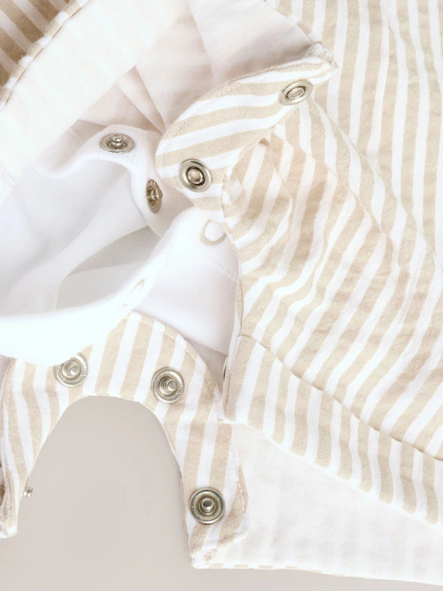 |BabyBoy| Conjunto De Macacão e Macacão Infantil Listrado Neutro (0 meses a 2 anos)