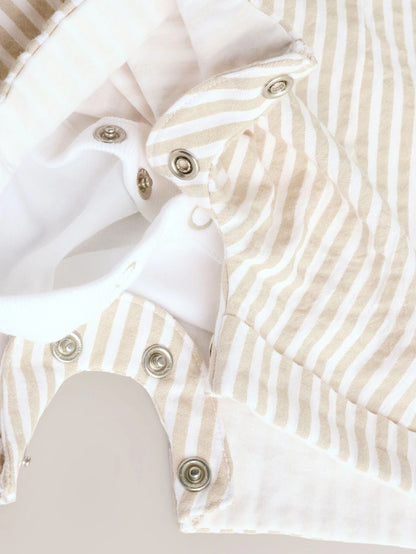 |BabyBoy| Conjunto De Macacão e Macacão Infantil Listrado Neutro (0 meses a 2 anos)