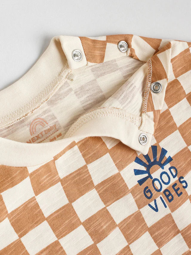 |BabyBoy| Conjunto De 6 Peças De Blusas e Shorts Xadrez Azul-Marinho/Ferrugem Para Bebê