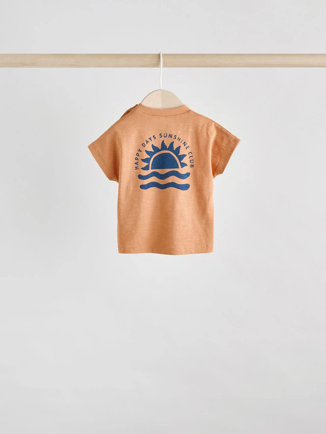 |BabyBoy| Conjunto De 6 Peças De Blusas e Shorts Xadrez Azul-Marinho/Ferrugem Para Bebê