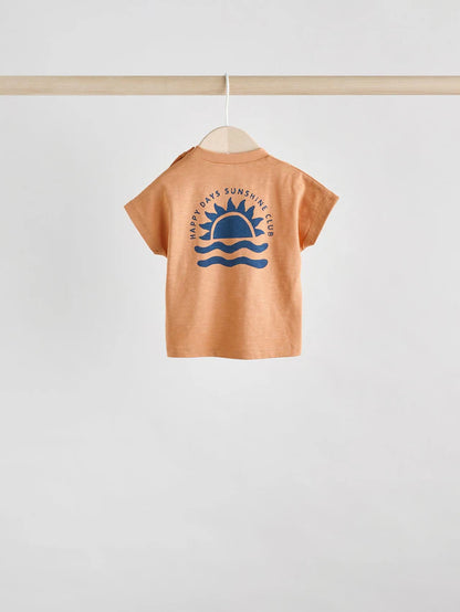 |BabyBoy| Conjunto De 6 Peças De Blusas e Shorts Xadrez Azul-Marinho/Ferrugem Para Bebê