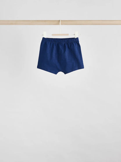|BabyBoy| Conjunto De 6 Peças De Blusas e Shorts Xadrez Azul-Marinho/Ferrugem Para Bebê