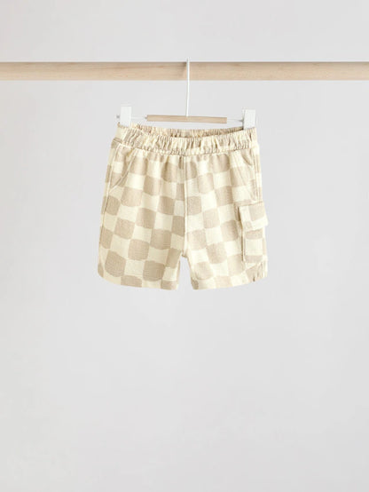 |BabyBoy| Shorts De Bebê Mono Checkerboard Jersey 100% Algodão, Pacote Com 3