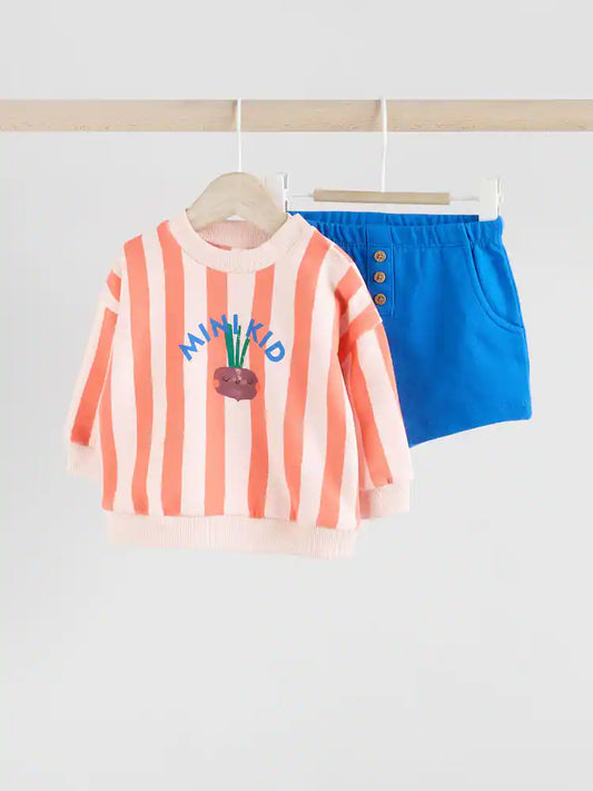 |BabyBoy| Conjunto De Moletom e Shorts Para Bebê Com Estampa Vegetal Brilhante