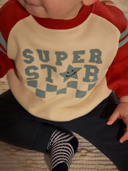 |BabyBoy| Conjunto De Moletom e Calça Jogger 100% Algodão Cinza Carvão Para Bebê, 2 Peças