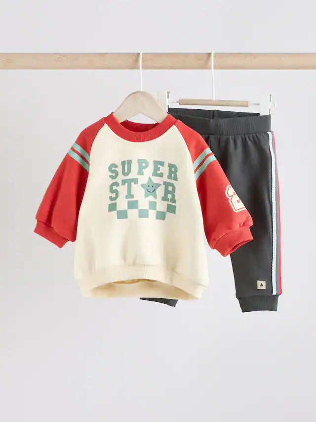 |BabyBoy| Conjunto De Moletom e Calça Jogger 100% Algodão Cinza Carvão Para Bebê, 2 Peças
