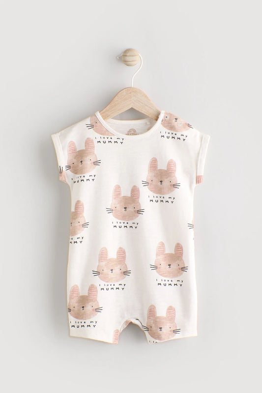 |BabyGirl| Macacão Ecru I Love My Mummy Baby 100% Algodão (0-18 meses)