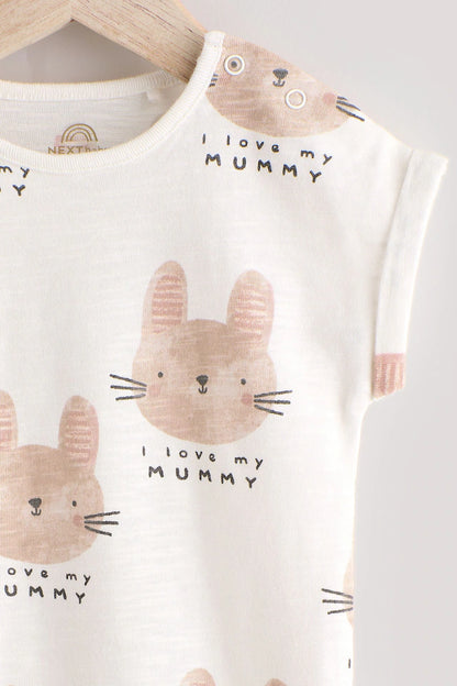 |BabyGirl| Macacão Ecru I Love My Mummy Baby 100% Algodão (0-18 meses)