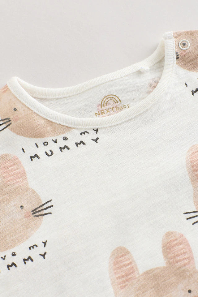 |BabyGirl| Macacão Ecru I Love My Mummy Baby 100% Algodão (0-18 meses)