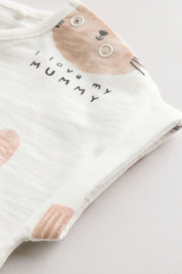 |BabyGirl| Macacão Ecru I Love My Mummy Baby 100% Algodão (0-18 meses)