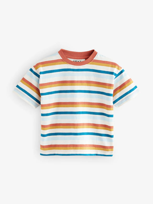 |Boy| Camisetas Texturizadas De Manga Curta Laranja 100% Algodão, Pacote Com 3 (3 meses a 7 anos)