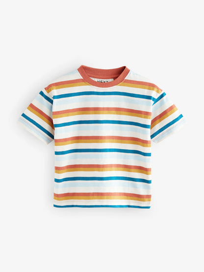 |Boy| Camisetas Texturizadas De Manga Curta Laranja 100% Algodão, Pacote Com 3 (3 meses a 7 anos)