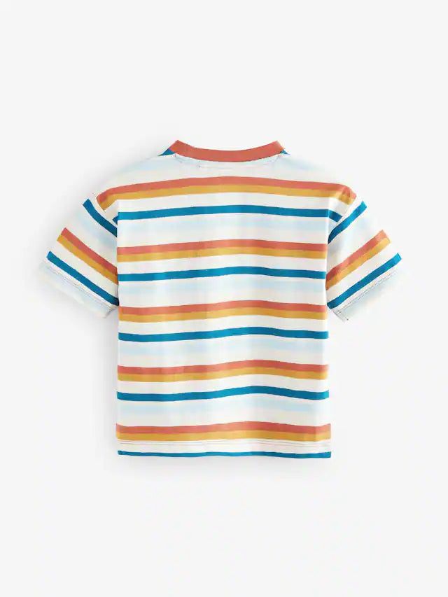 |Boy| Camisetas Texturizadas De Manga Curta Laranja 100% Algodão, Pacote Com 3 (3 meses a 7 anos)