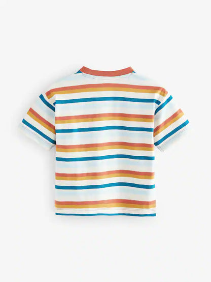 |Boy| Camisetas Texturizadas De Manga Curta Laranja 100% Algodão, Pacote Com 3 (3 meses a 7 anos)