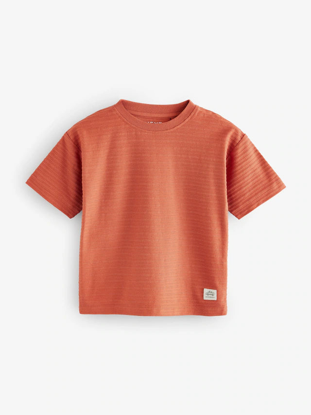 |Boy| Camisetas Texturizadas De Manga Curta Laranja 100% Algodão, Pacote Com 3 (3 meses a 7 anos)