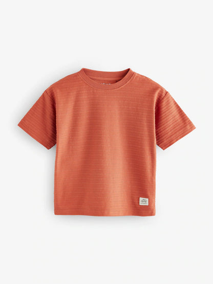 |Boy| Camisetas Texturizadas De Manga Curta Laranja 100% Algodão, Pacote Com 3 (3 meses a 7 anos)