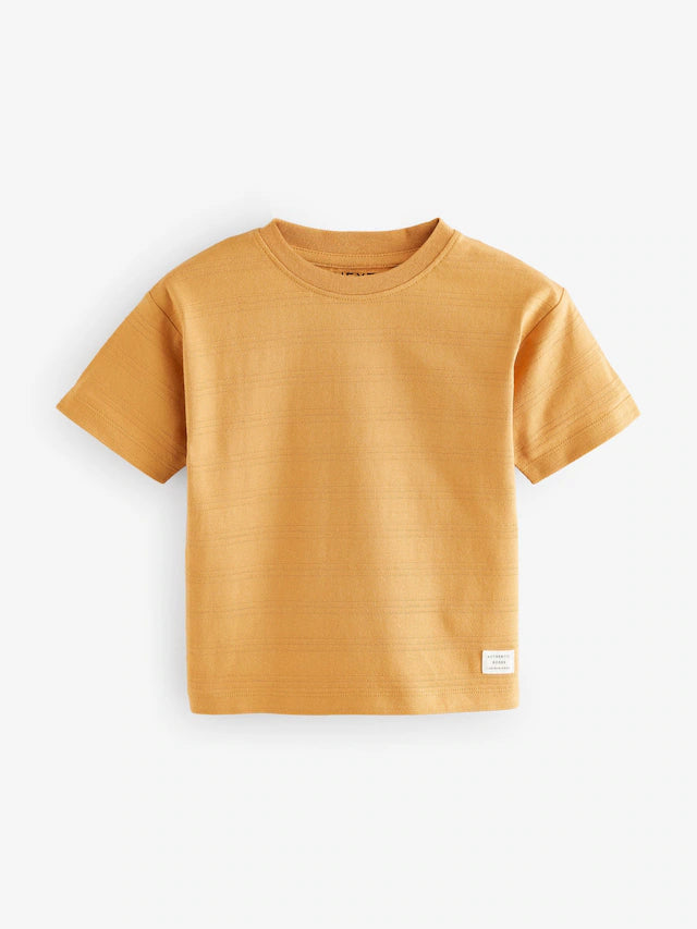 |Boy| Camisetas Texturizadas De Manga Curta Laranja 100% Algodão, Pacote Com 3 (3 meses a 7 anos)