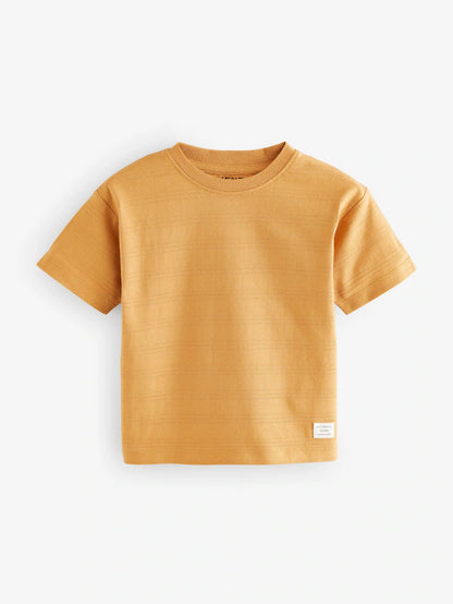 |Boy| Camisetas Texturizadas De Manga Curta Laranja 100% Algodão, Pacote Com 3 (3 meses a 7 anos)