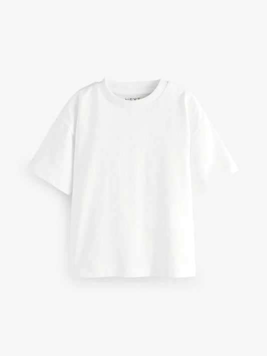|Boy| Camiseta Branca Lisa 100% Algodão Manga Curta (3 meses a 7 anos)