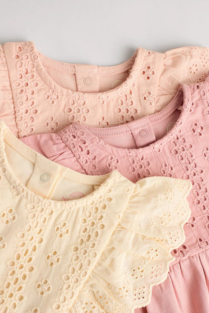 |BabyGirl| Pacote Com 3 Macacões Neutros Para Bebês Bloomer 100% Algodão