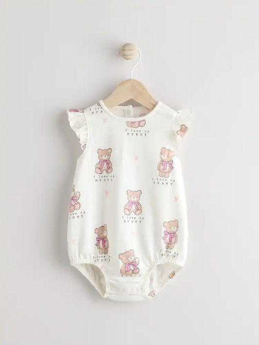 |BabyGirl| Macacão Branco I Love My Mummy Baby Bloomer 100% Algodão