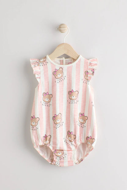 |BabyGirl| Macacão listrado rosa/branco I Love My Daddy Baby Bloomer 100% algodão