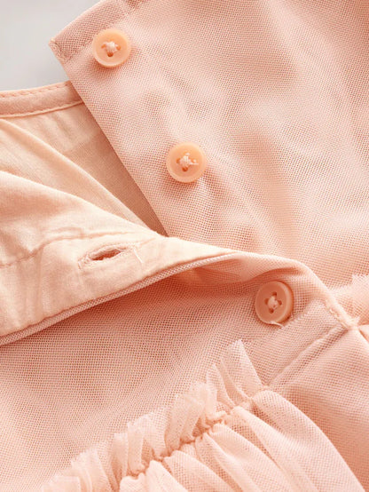 |Girl| Vestido De Malha Bordado Rosa (3 meses a 8 anos)