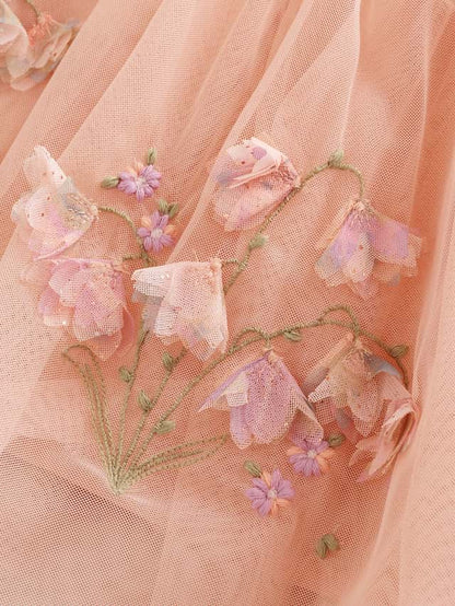 |Girl| Vestido De Malha Bordado Rosa (3 meses a 8 anos)