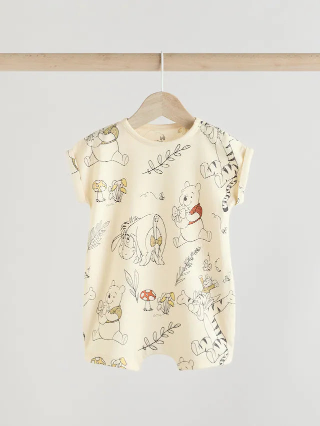 |BabyGirl| Macacão bebê Winnie The Pooh amarelo/branco 100% algodão, pacote com 2 (0 meses a 3 anos)