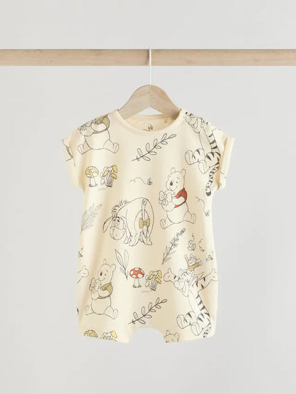 |BabyGirl| Macacão bebê Winnie The Pooh amarelo/branco 100% algodão, pacote com 2 (0 meses a 3 anos)