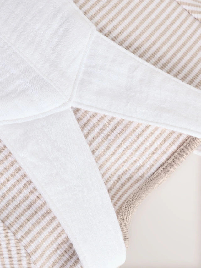 |BabyBoy| Conjunto De Macacão e Macacão Listrado Branco/Neutro Para Bebê (0 meses a 2 anos)