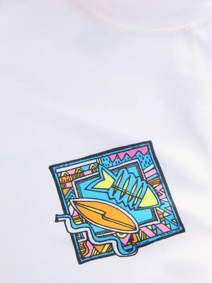 |BigBoy| Colete Rash Guard Branco/Verde de Manga Curta (1,5-16 anos)