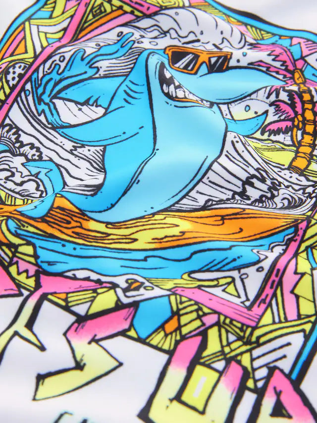 |BigBoy| Colete Rash Guard Branco/Verde de Manga Curta (1,5-16 anos)