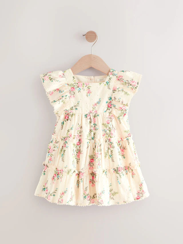 |Girl| Vestido Bordado Estampado Rosa 100% Algodão (3 meses a 8 anos)
